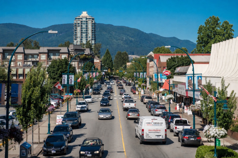 High Demand Heating service van in downtown Port Coquitlam, British Columbia