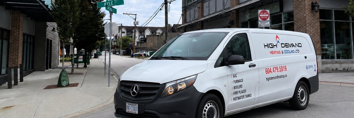 High Demand Heating service van on Kyle Street in Port Moody, British Columbia