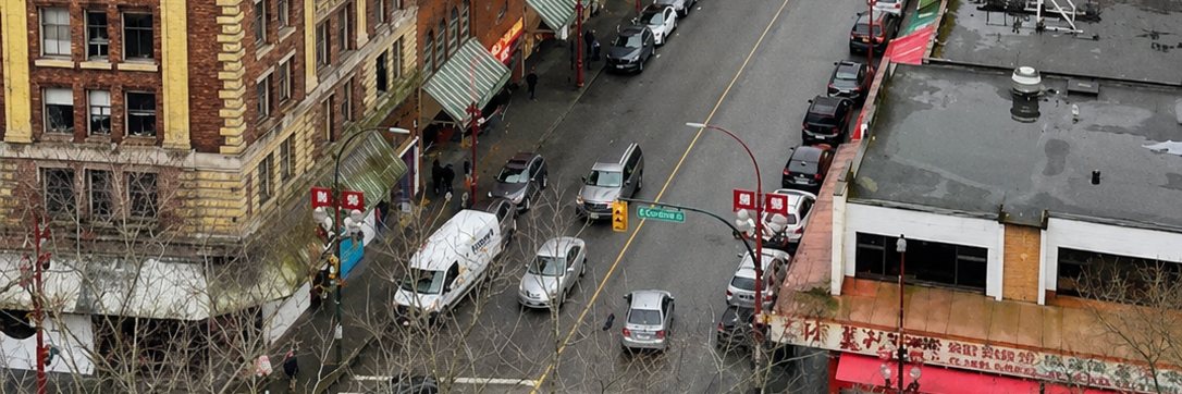 High Demand Heating service van near Chinatown in Vancouver, British Columbia