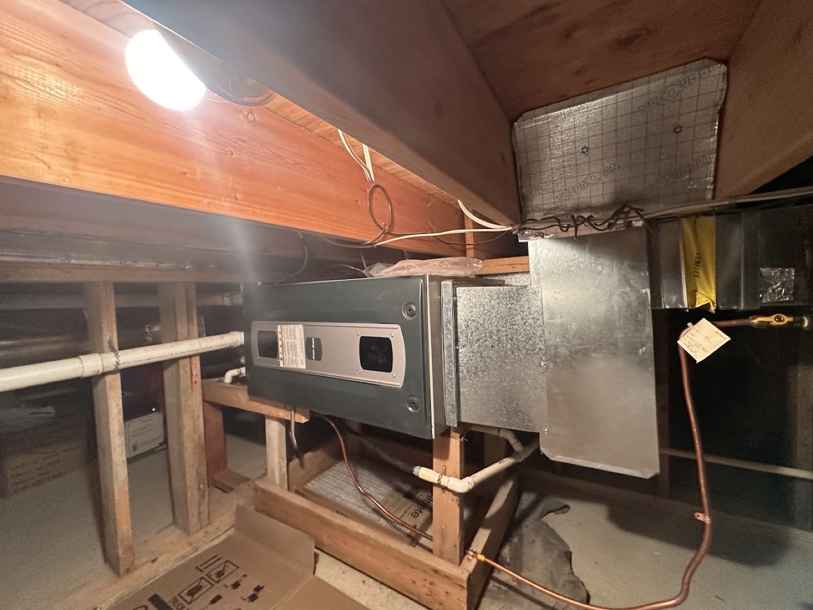Ducted HVAC equipment installed in a confined mechanical space